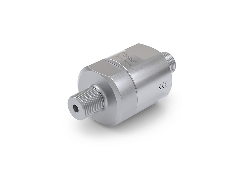 WEH® povratni ventil TVR200-S1-A03 z zunanjim navojem G1/4 na obeh straneh, DN 5 mm, nerjaveče jeklo, PC 0,5 bar, kroglično tesnilo