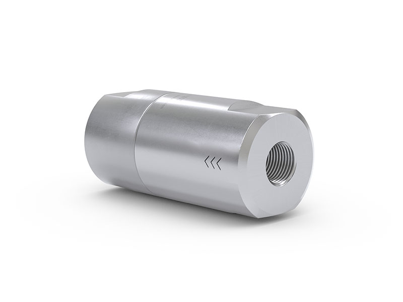 WEH® povratni ventil TVR200-S1-A02 z notranjim navojem NPT 1/8 na obeh straneh, DN 6 mm, nerjaveče jeklo, PC 0,1 bar, kroglično tesnilo