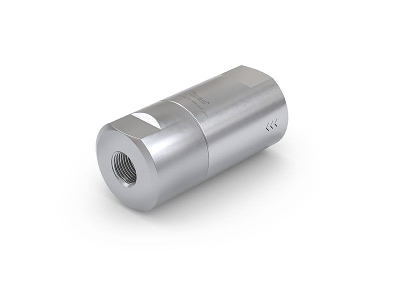 WEH® nepovratni ventil TVR200-S1-A02 z notranjim navojem NPT 1/8 na obeh straneh, DN 6 mm, nerjaveče jeklo, PC 0,5 bar, kroglično tesnilo