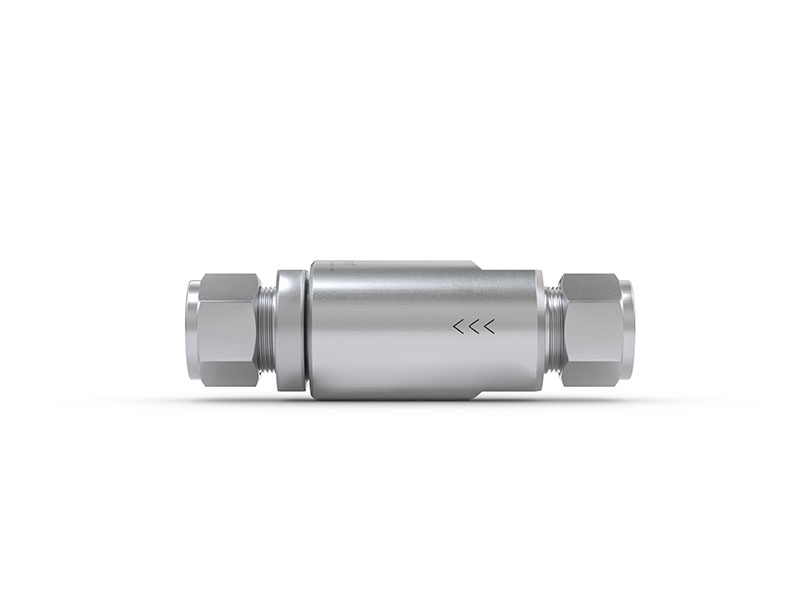WEH® nepovratni ventil TVR2-S1-A01 s cevjo Ø 12 na obeh straneh, DN 10 mm, nerjavno jeklo, stožčasto tesnilo