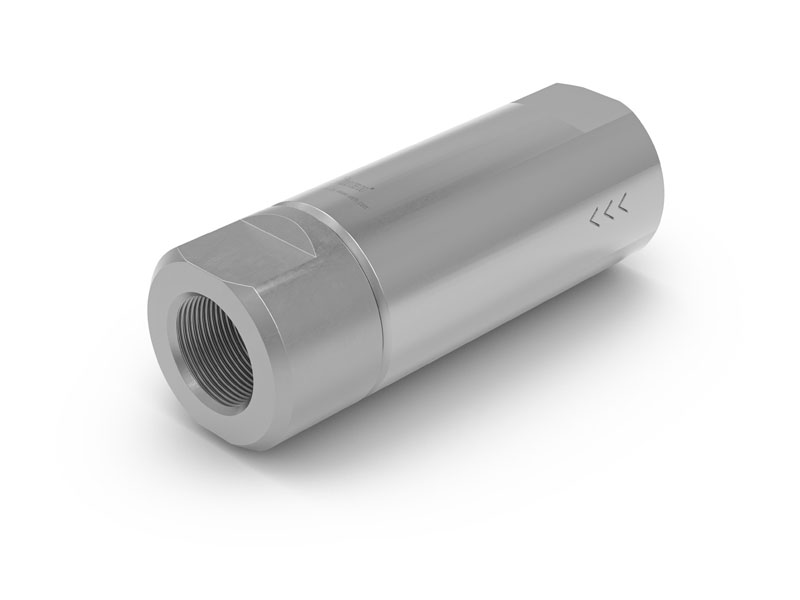 WEH® povratni ventil TVR2-S1-A02 z notranjim navojem G1/2 na obeh straneh, DN 14 mm, nerjaveče jeklo, stožčasto tesnilo