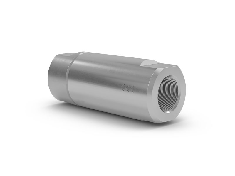 WEH® povratni ventil TVR2-S1-A02 z notranjim navojem G1 na obeh straneh, DN 20 mm, nerjaveče jeklo, stožčasto tesnilo