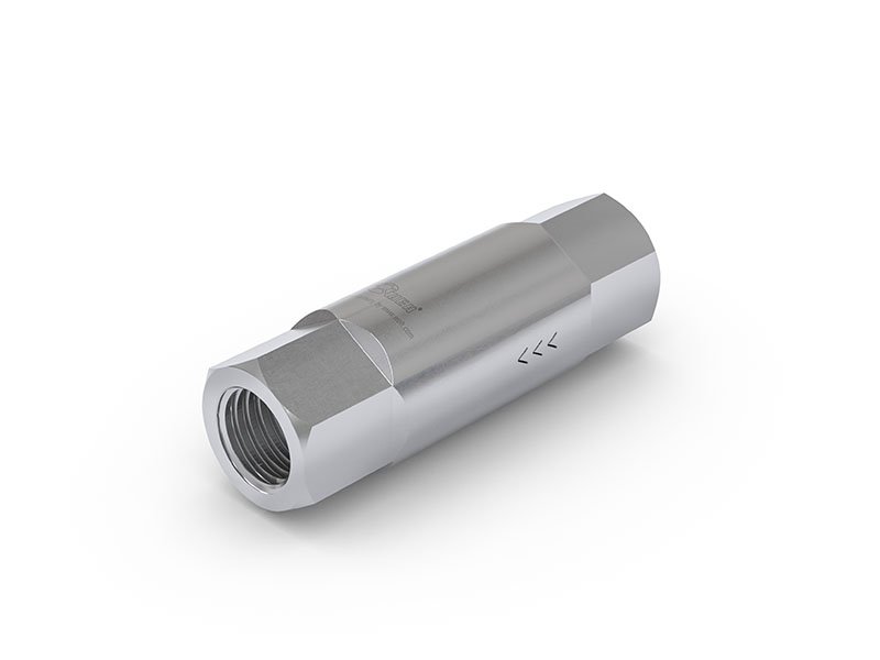 Miniaturni protipovratni ventil WEH® TVR300-S1-A02 z notranjim navojem G1/8 na obeh straneh, DN 3 mm, nerjaveče jeklo, PC 0,2 bar, krogelno tesnilo