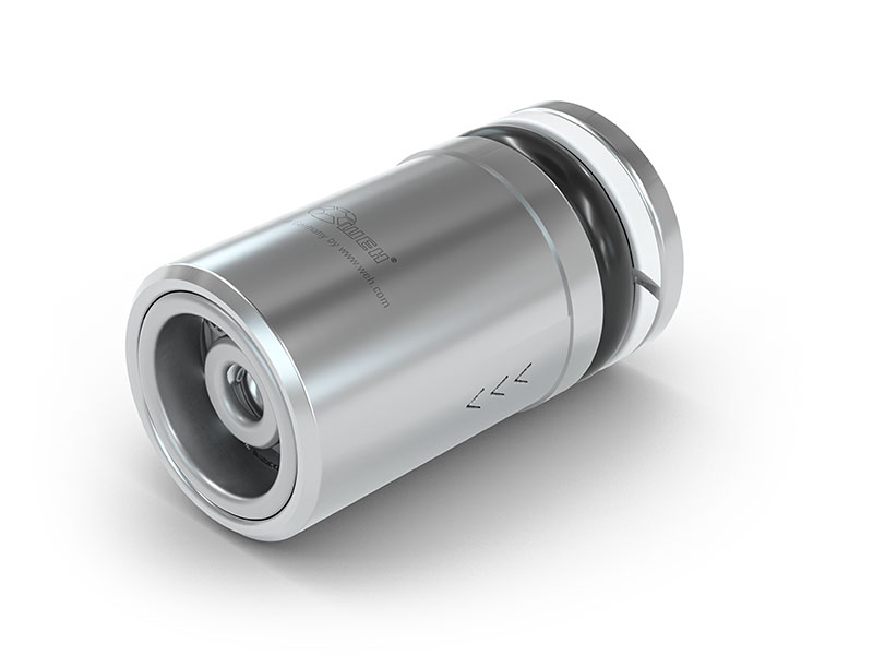 WEH® Kartušni povratni ventil TVR2, dovod UNF 1/4-28 notranji navoj, odvod Ø 8 mm, nerjaveče jeklo, FFKM, DN 4 mm