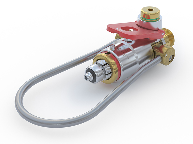 CLICKMATE® Konektor TW154 za polnjenje jeklenk zraka za dihanje z notranjim navojem G5/8 (DIN 477) na polnilnih napravah 300 bar, zanka št. 1