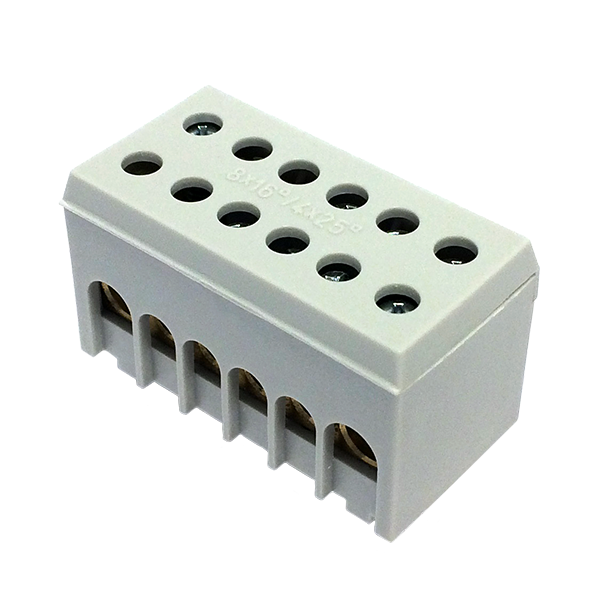 A6H-2 siva barva 2P 2x25 & 4x16mm² IP20 priključni blok