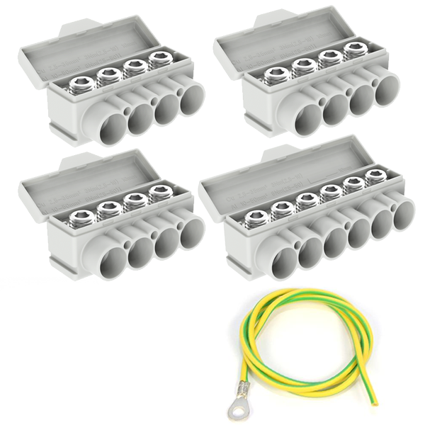 SLT50 Al 10-50/Cu 2,5-35 mm² 1000V, Komplet: razdelilni blok 3xSLT50-4 + 1xSLT50-6