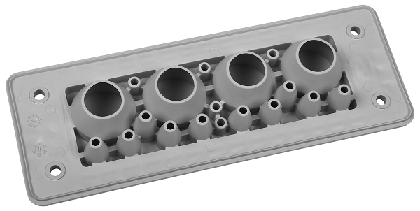 MH24 F19-1 IP66 RAL9005 črna puša z več luknjami UL94 V-0