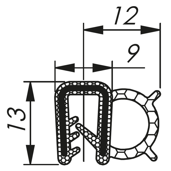 MCB 2 RAL 9005 črno tesnilo m