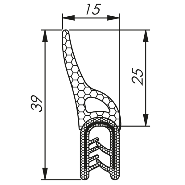 MCC 1,5 - 3,5 RAL 9005 črna tesnila 1 x 50m
