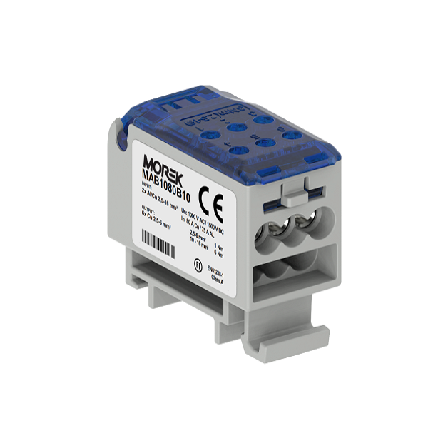 Razdelilni blok OJL80A vhod: 2xAl/Cu 2,5x16mm² izhod: 6xCu 2,5x6mm², modra
