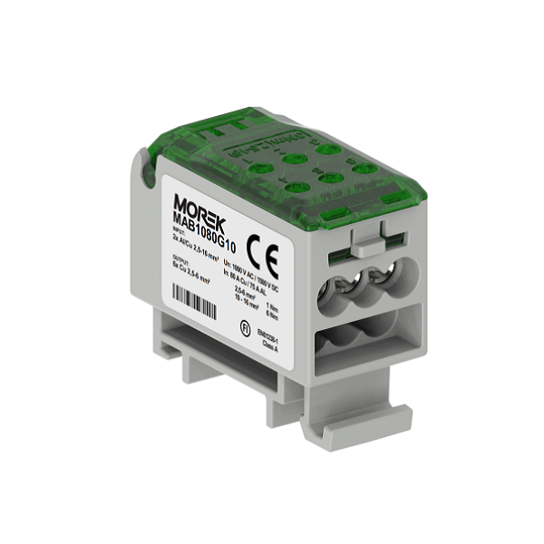 Razdelilni blok OJL80A vhod: 2xAl/Cu 2,5x16mm² izhod: 6xCu 2,5x6mm², zelena