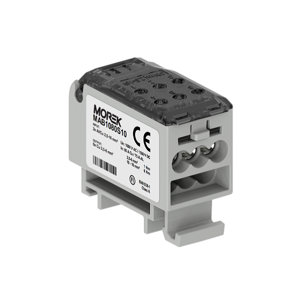 Razdelilni blok OJL80A vhod: 2xAl/Cu 2,5x16mm² izhod: 6xCu 2,5x6mm², siva barva
