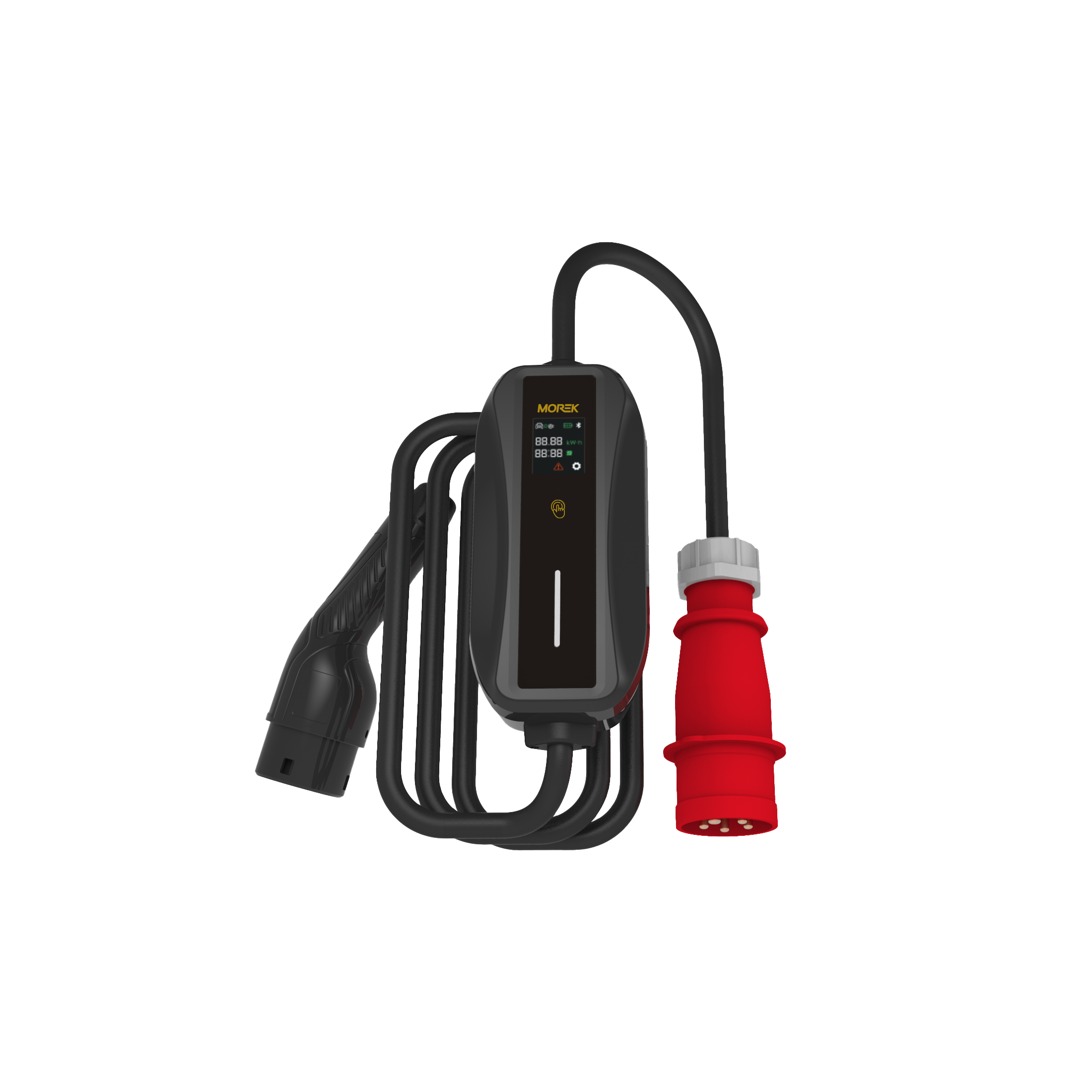 EVSE 11kW 3P16A CEE adapter, LCD zaslon, 5,5 m kabel, konektor tipa 2, s pokrovom