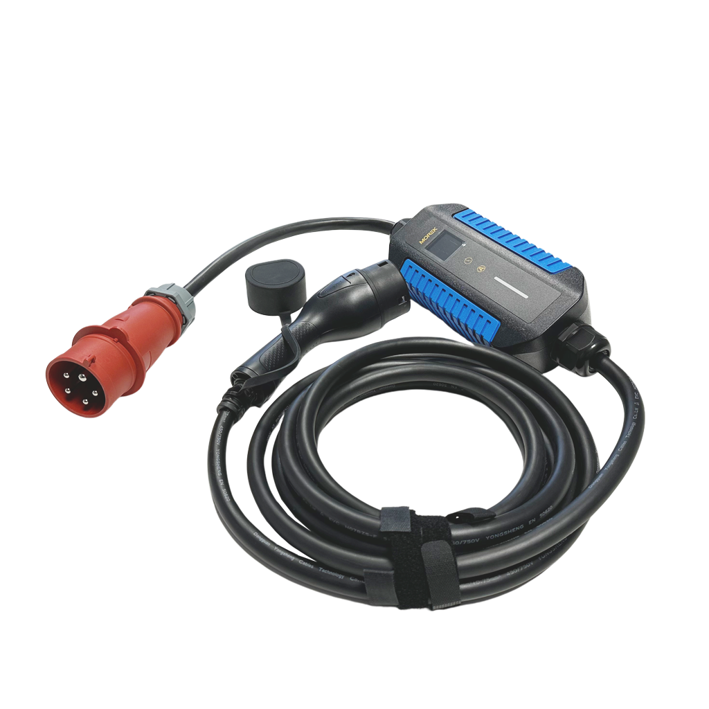 EVSE 22kW adapter, 3P32A CEE, LCD zaslon, 5,5 m kabel, konektor tipa 2, s pokrovom