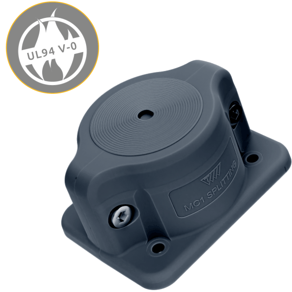 MC 1x10-65 IP66 RAL 9005 črna Razcepna kabelska uvodna plošča UL 94 V-0