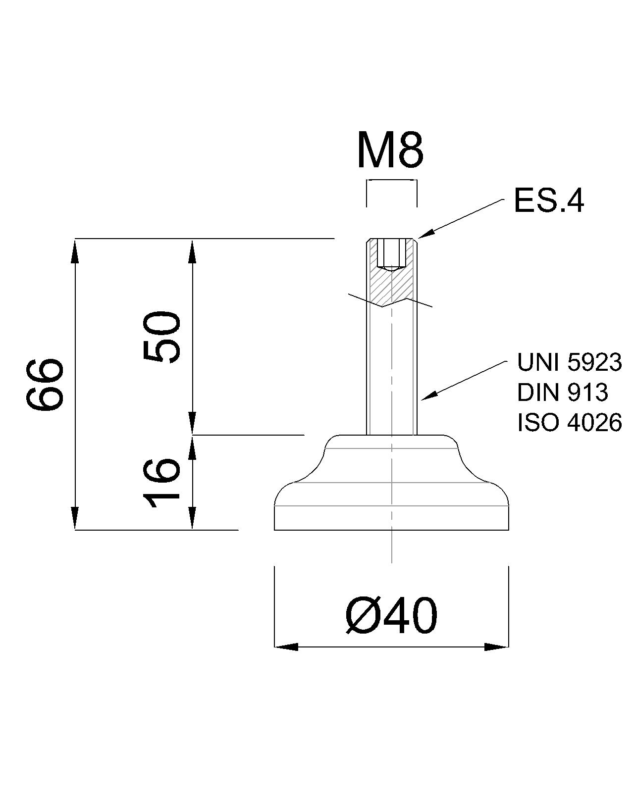 FIKSNI VIJAK M8x50/66 INOX