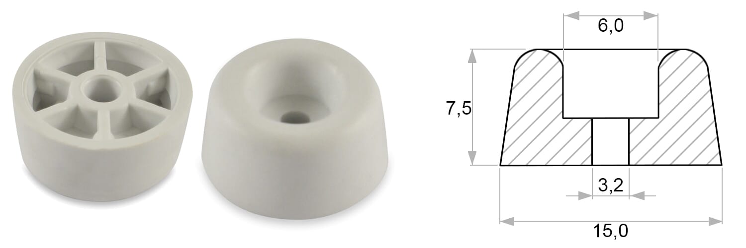 BLAŽILEC 15x7,5/4mm PVC bel