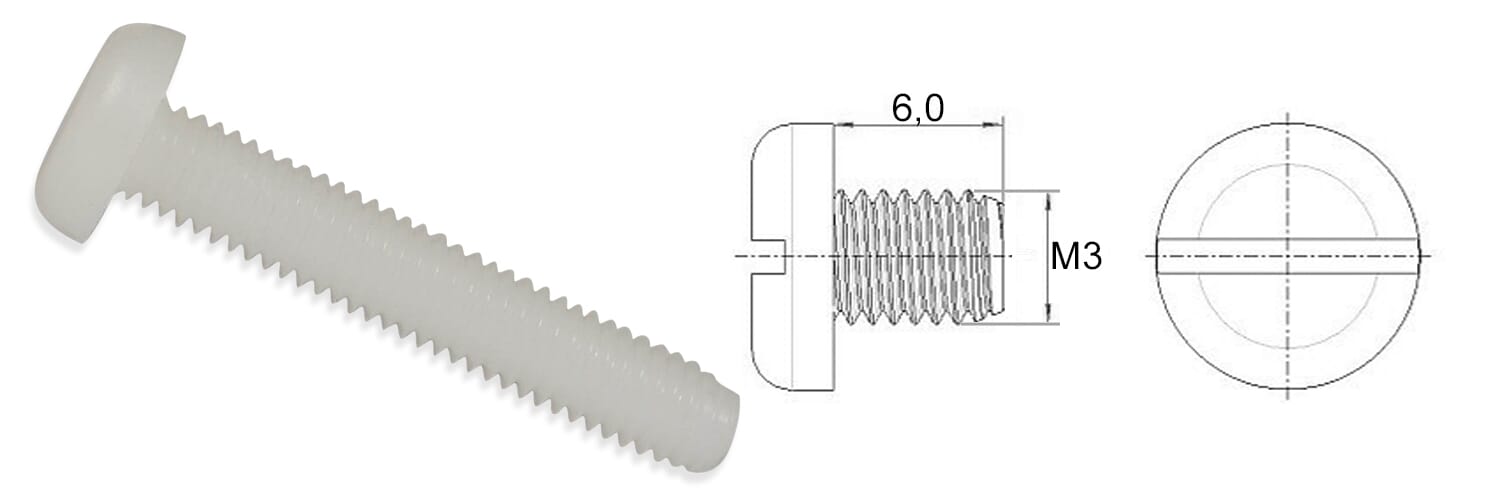 PLASTIČNI VIJAK M3x6mm PA nat