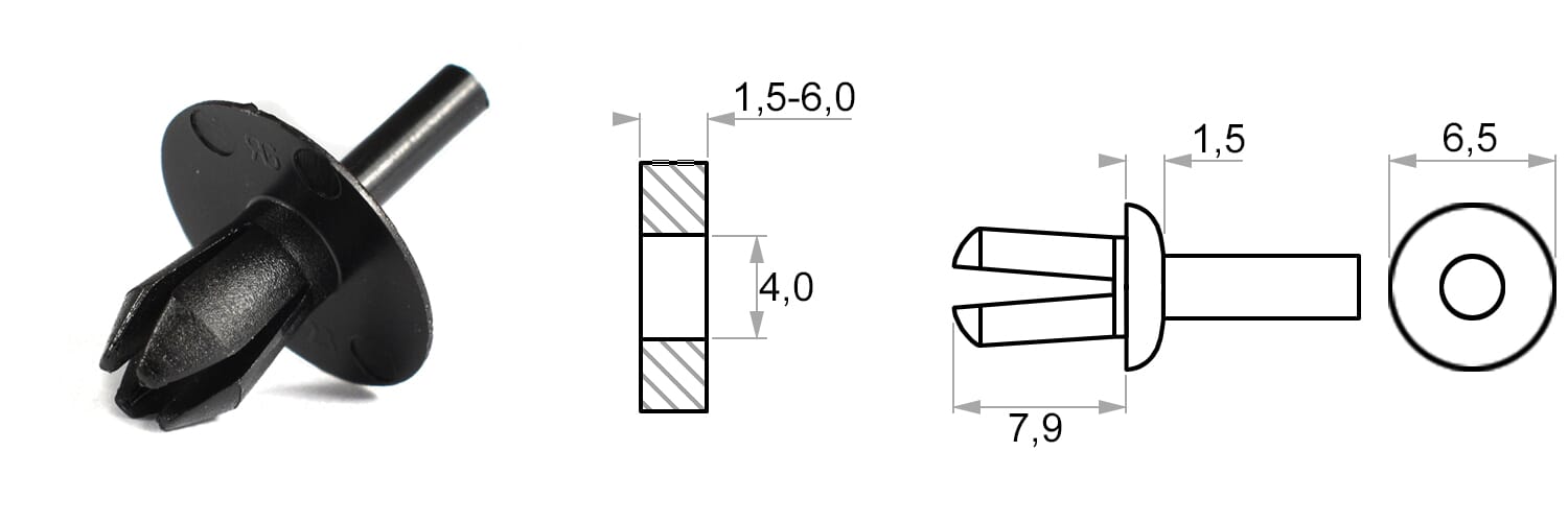 KOVICA za fi 4mm 1,5-6mm črna
