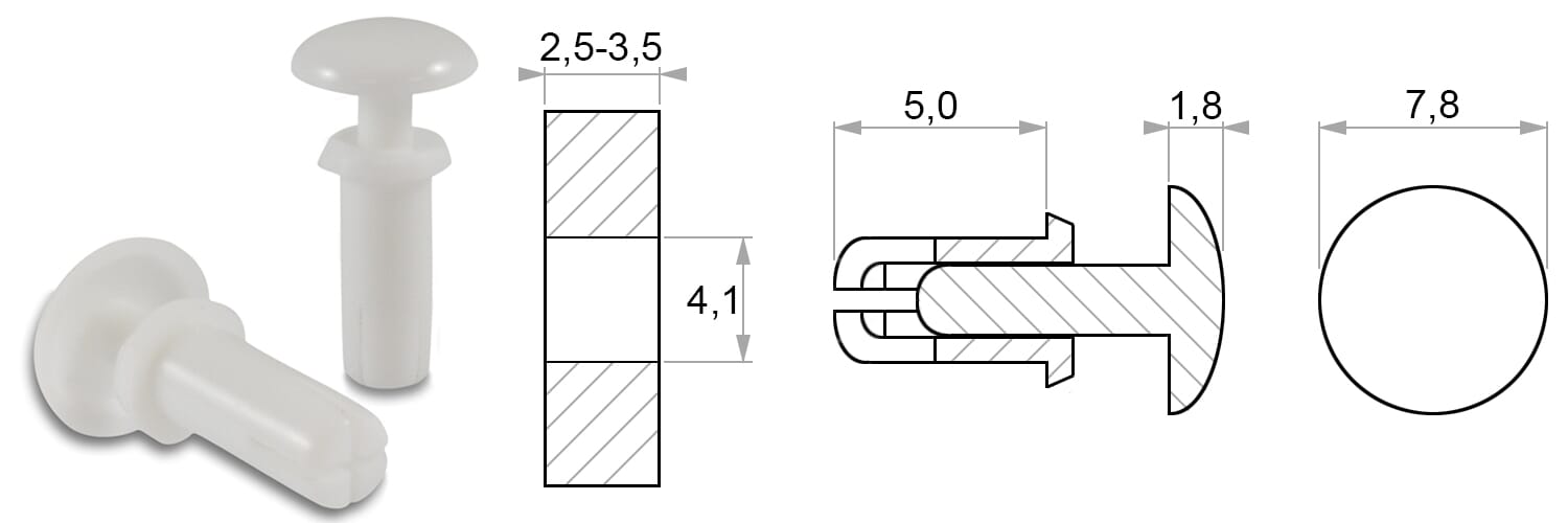 SPENJALNA KOVICA 7,8x5 PA bela