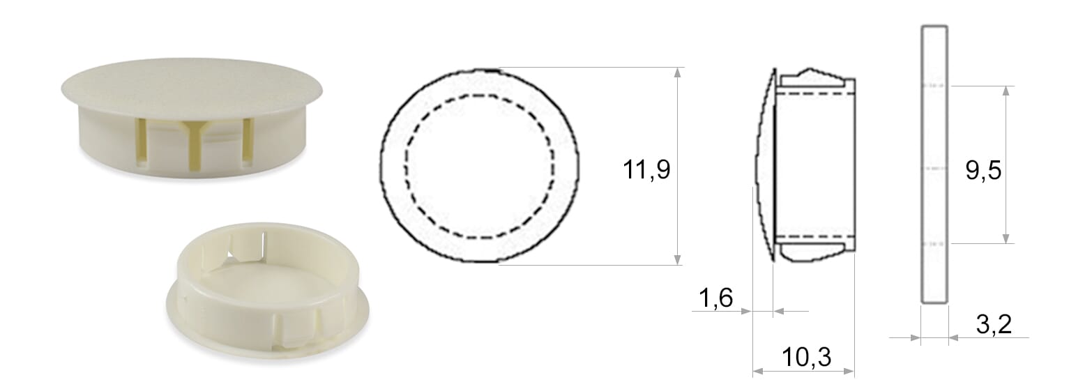 POKROVČEK 9,5mm PA 6.6 bel