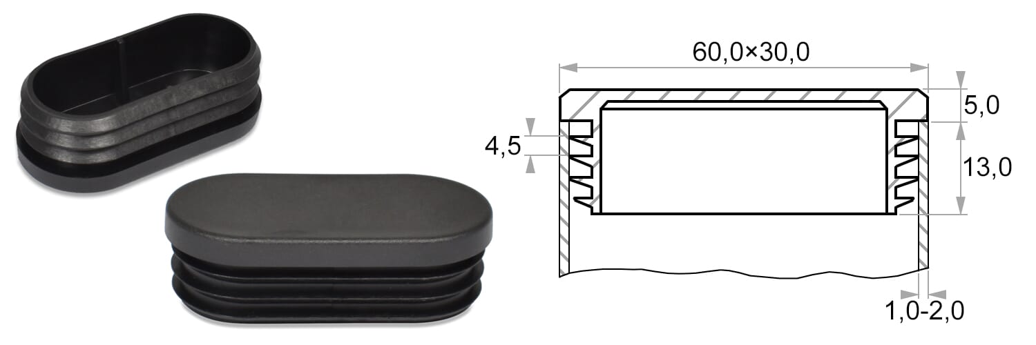 PLASTIČNI ČEP OVALNI 60x30x1-2