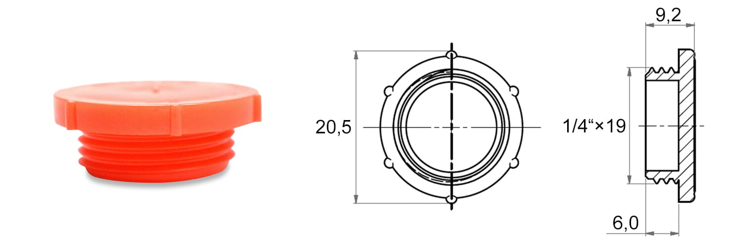 NAVOJNI ČEP 1/4"x19 LDPE rde