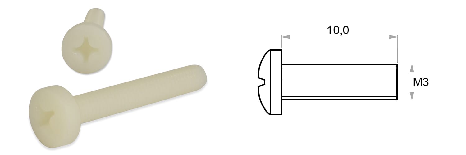 PLASTIČNI VIJAK M3x10mm PA nat
