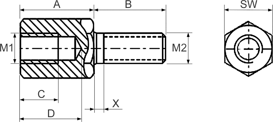 DISTANČNIK S=5mm, A=15mm Zn
