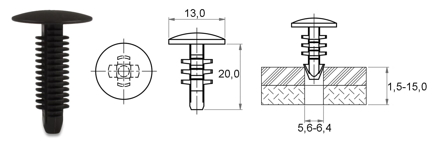 KOVICE 5,6-6,4/1,5-15mm črn