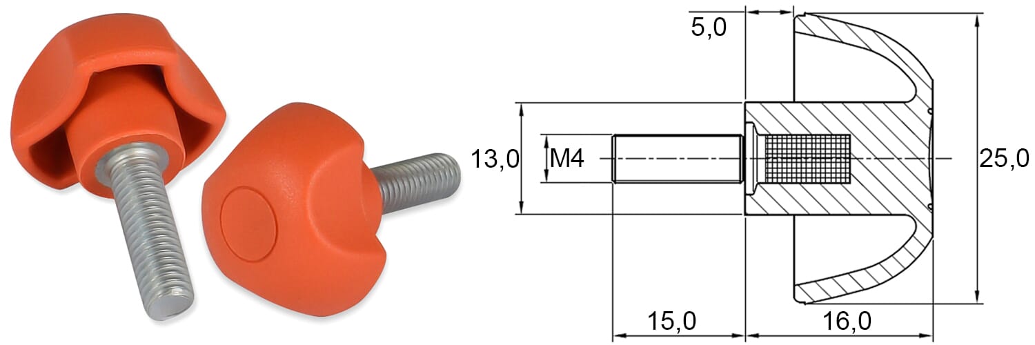 ZVEZDASTI ROČAJ M4x15, PA OR