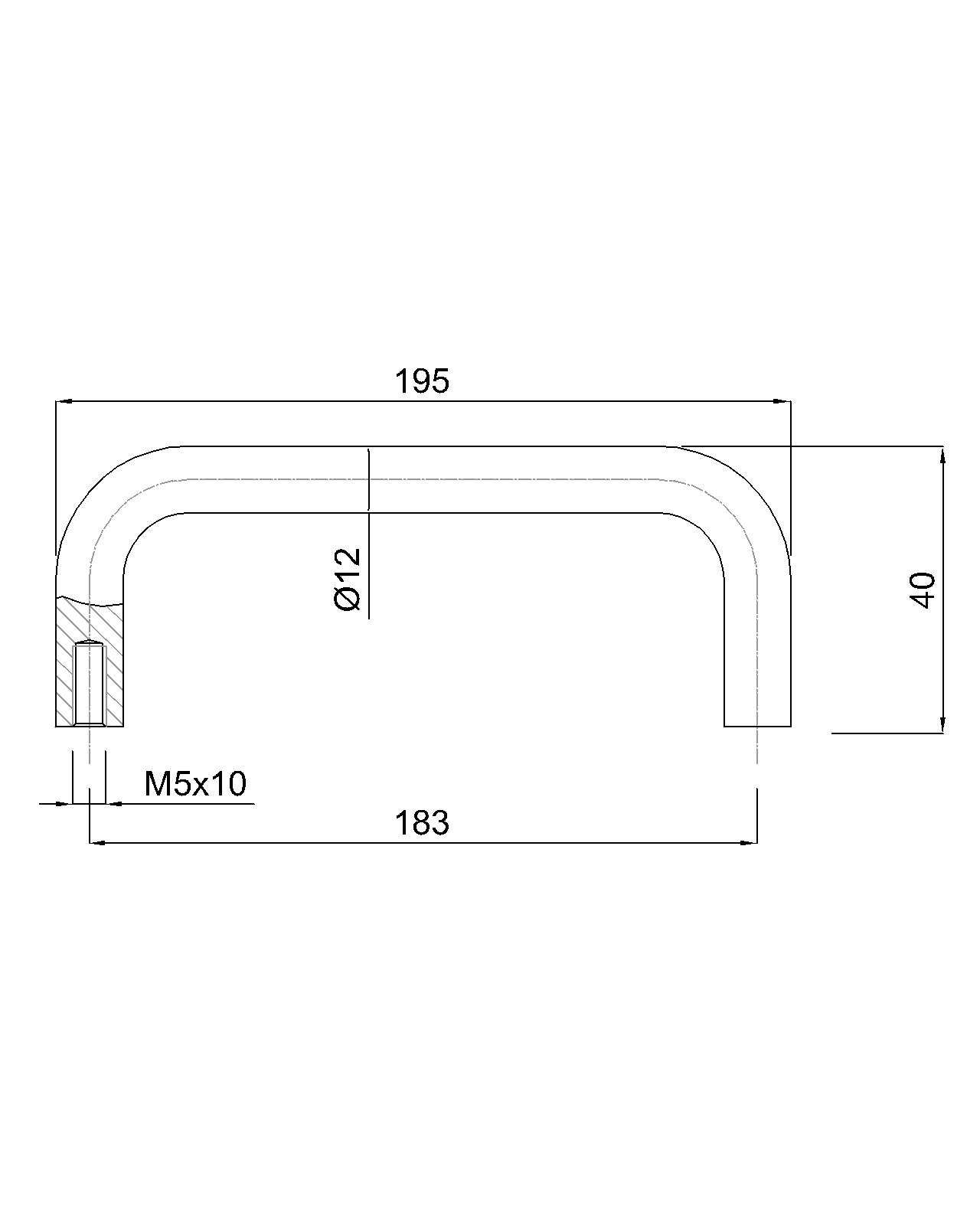 ROČAJ INOX 195/183mm M5 poli