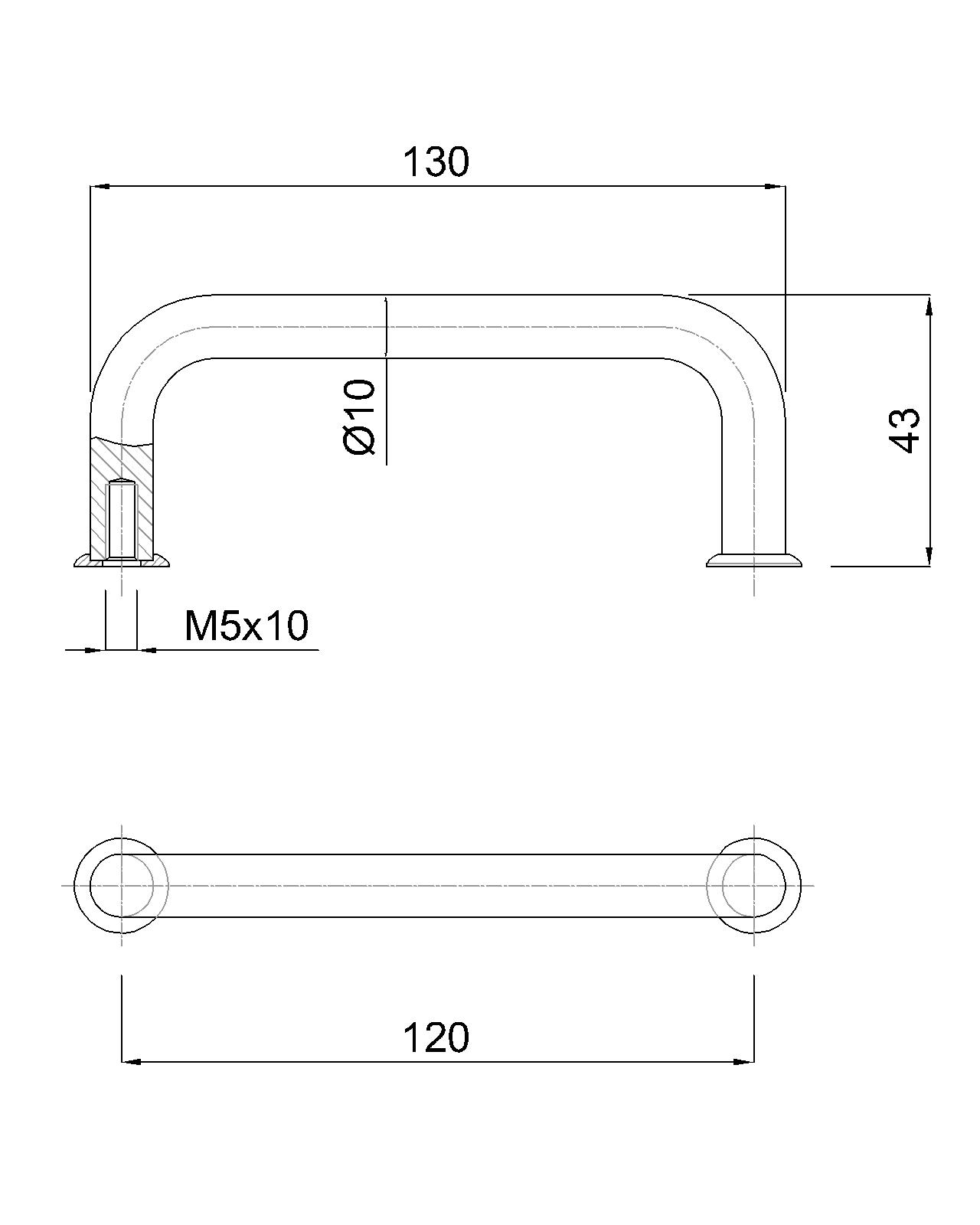 ROČAJ INOX 130/120x43mm
