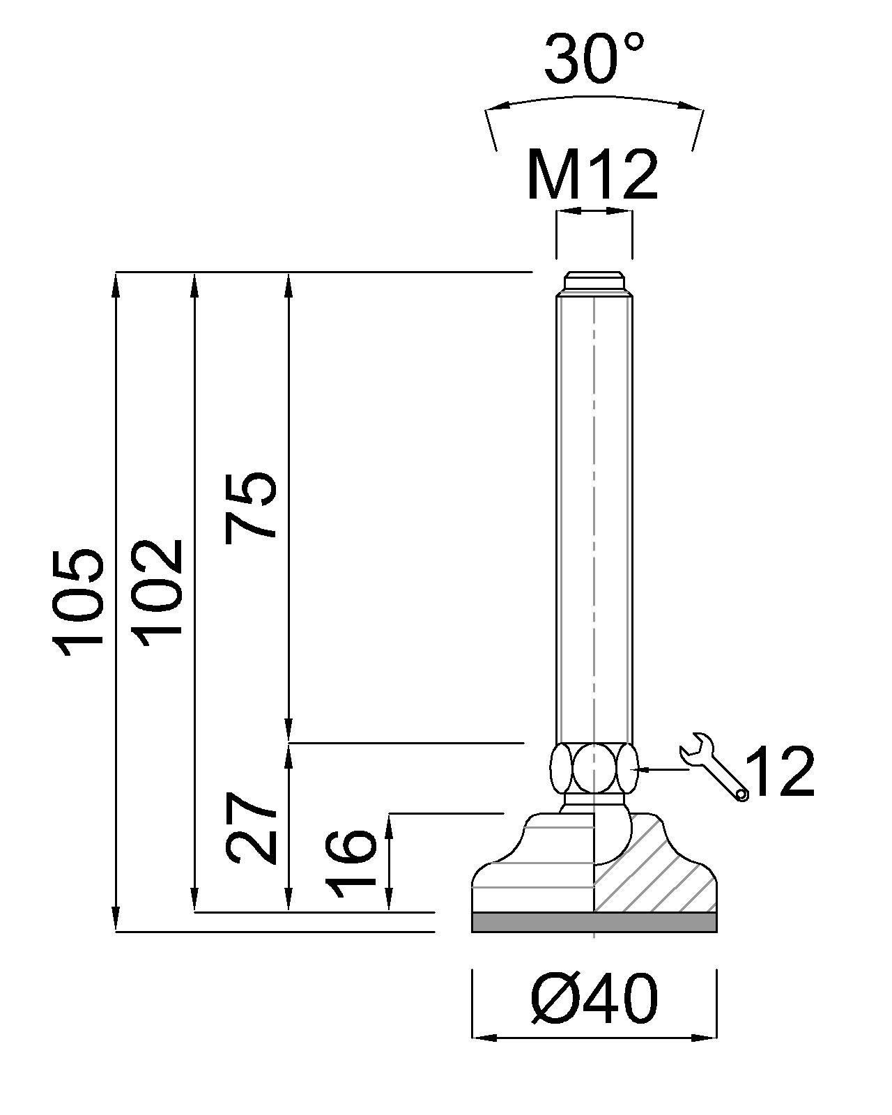 GIBLJIVI VIJAK M12x75/105 Zn