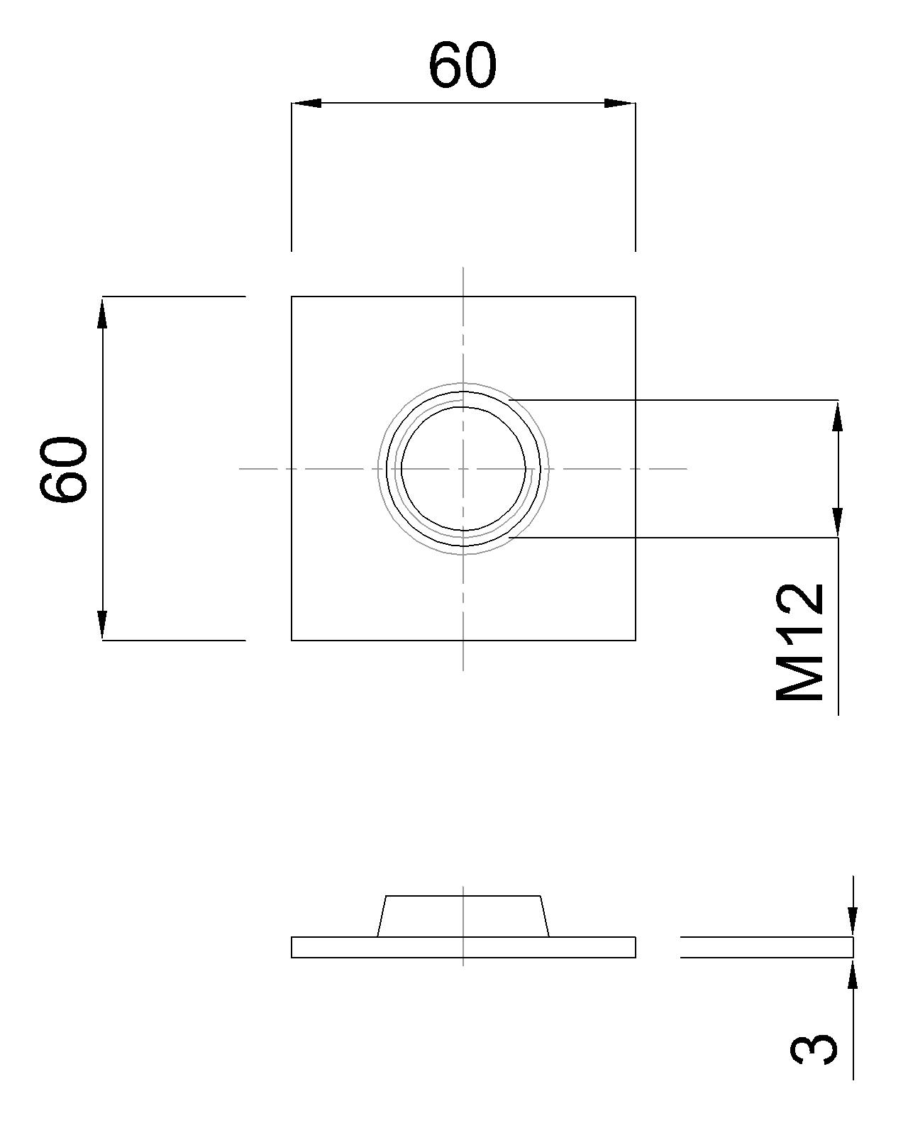 PLOŠČICA 60x60mm M12 VA