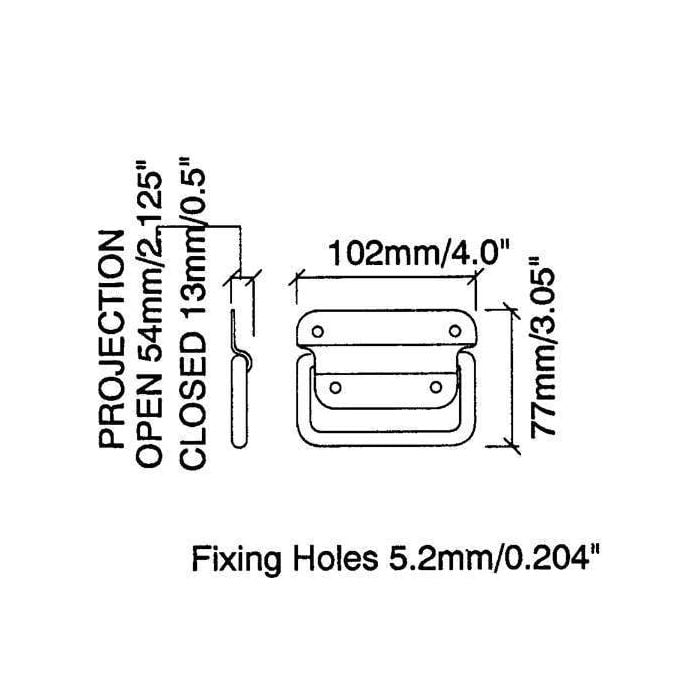 ROČAJ preklopni 102x77mm Zn