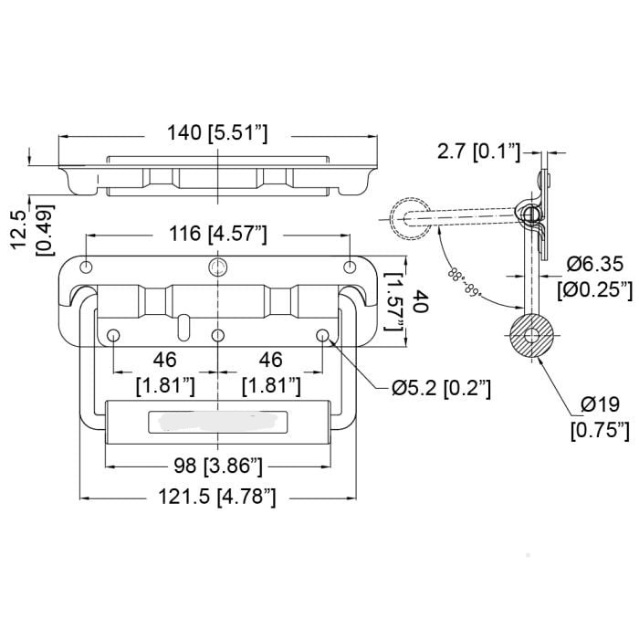 ROČAJ 140x82mm Zn