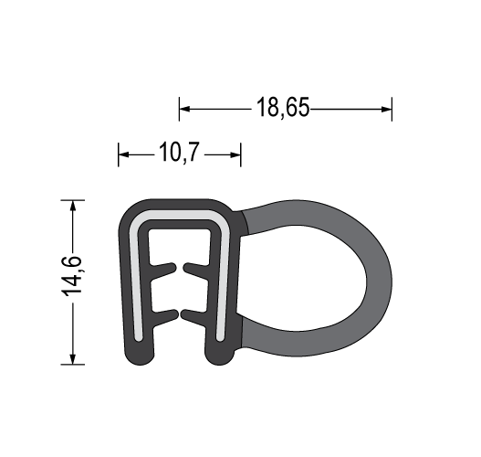 PROFIL NASADNI stran 13mm EPDM