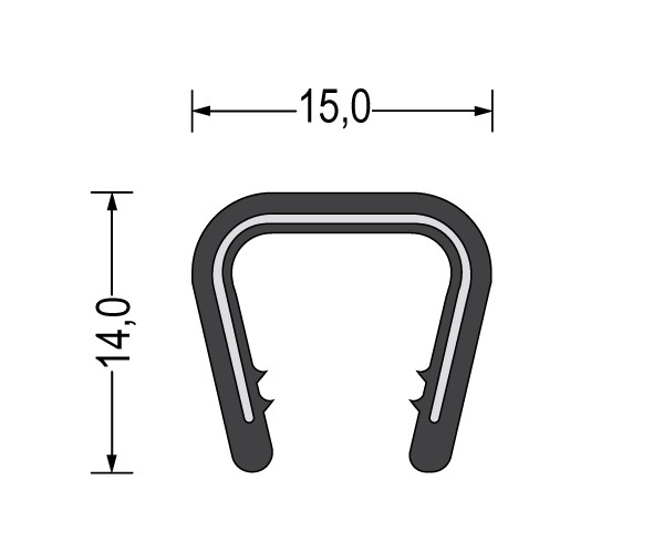 PROFIL ZA ROB 15x14mm črn