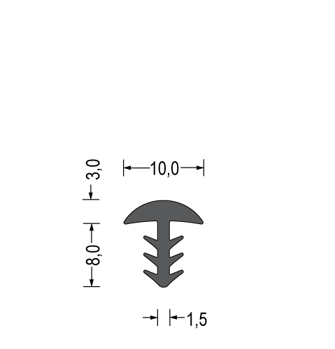T- PROFIL 10x11x1,5mm EPDM črn