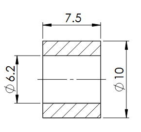 DISTANČNA PUŠA 6,2/10x7,5 črna