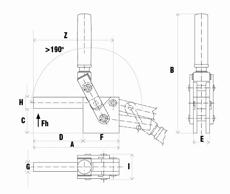 VERTIKALNO VPENJALO 220mm črno