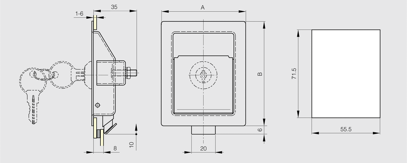 ZAPIRALO VGRADNO 68x84 INOX