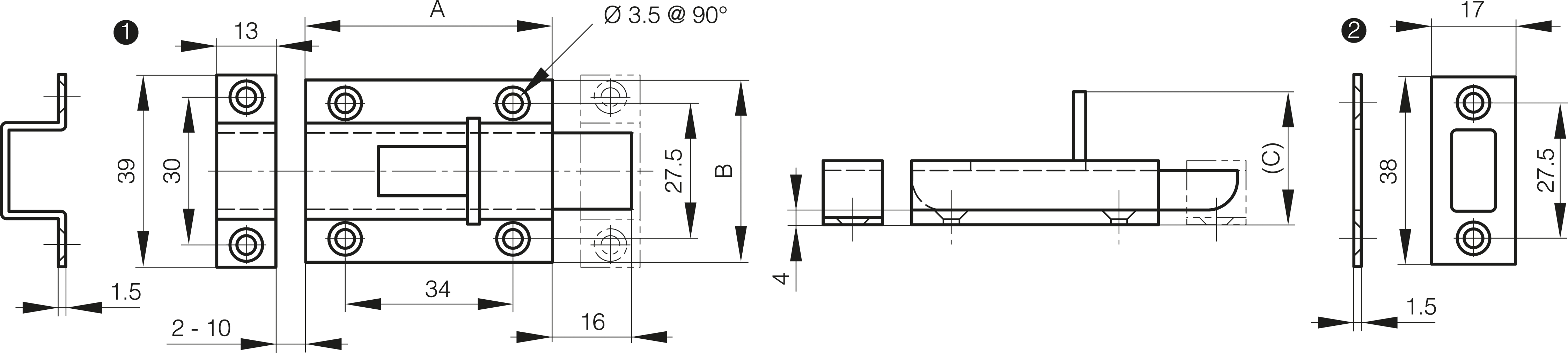 ZAPAH 50x37 INOX z 2 hakljema