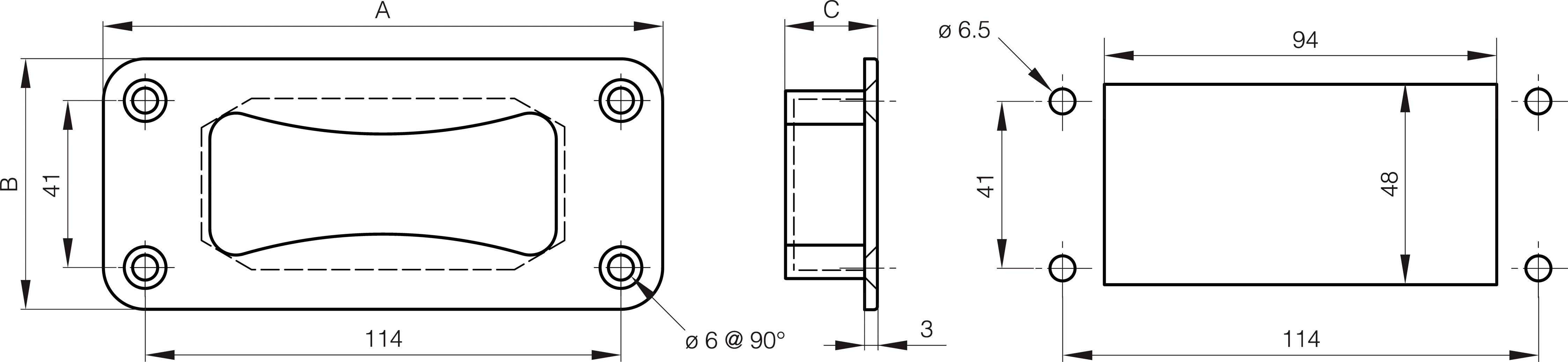 ROČAJ VGRADNI PA 133x60mm črn
