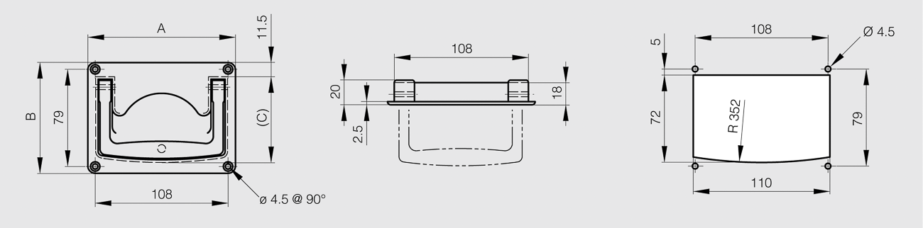 ROČAJ 120x91mm AL surovi, 100