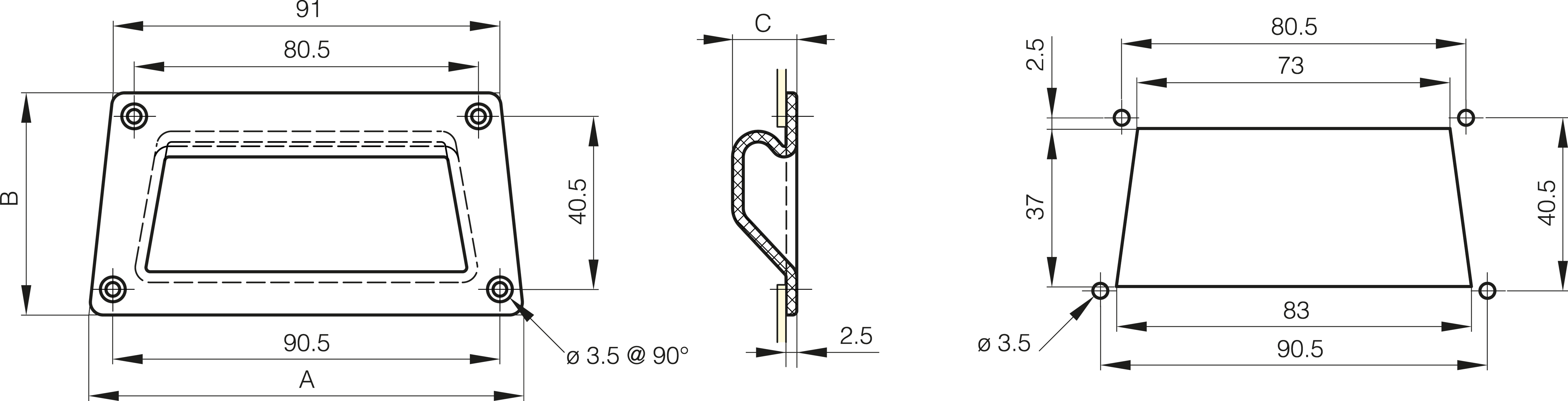 ROČAJ 101x52mm PA vgradni