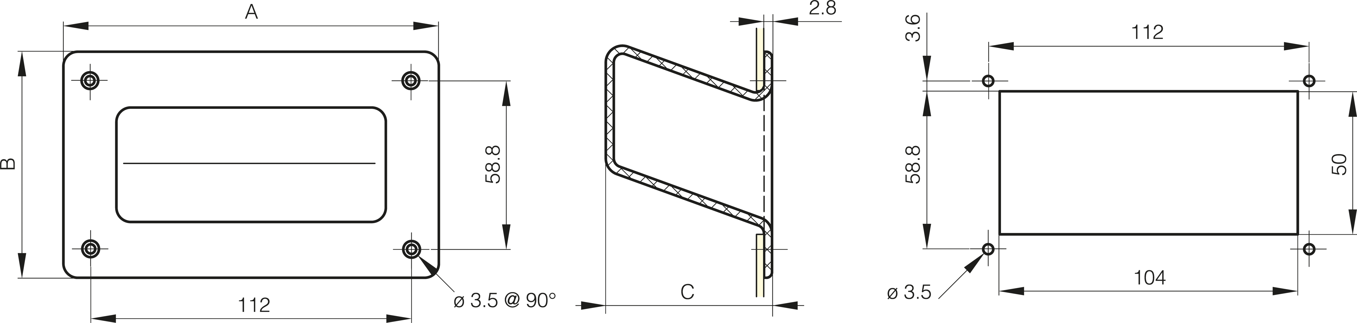 ROČAJ 130x79mm PA vgradni