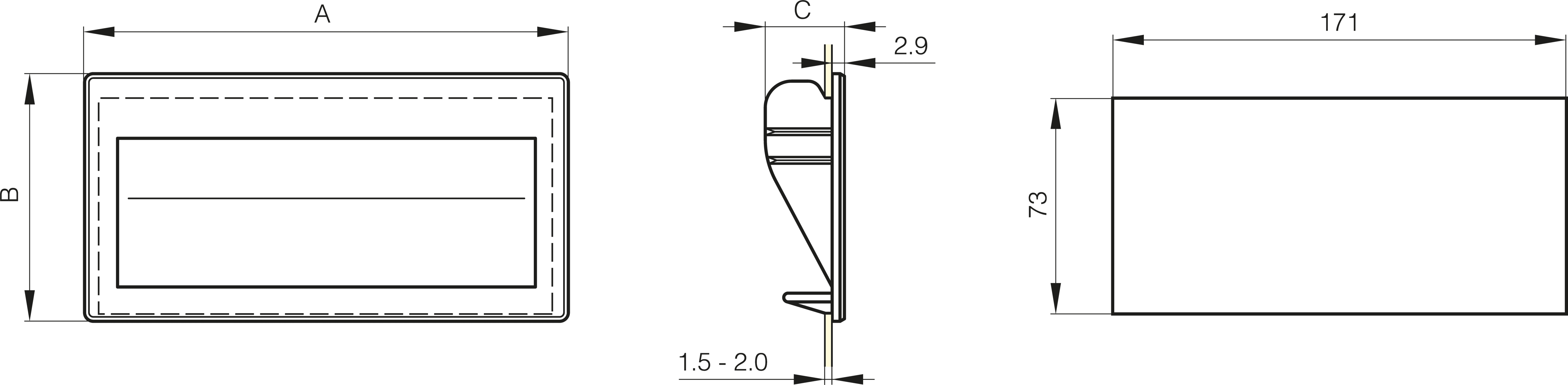 ROČAJ 186x78,5mm PA vgradni